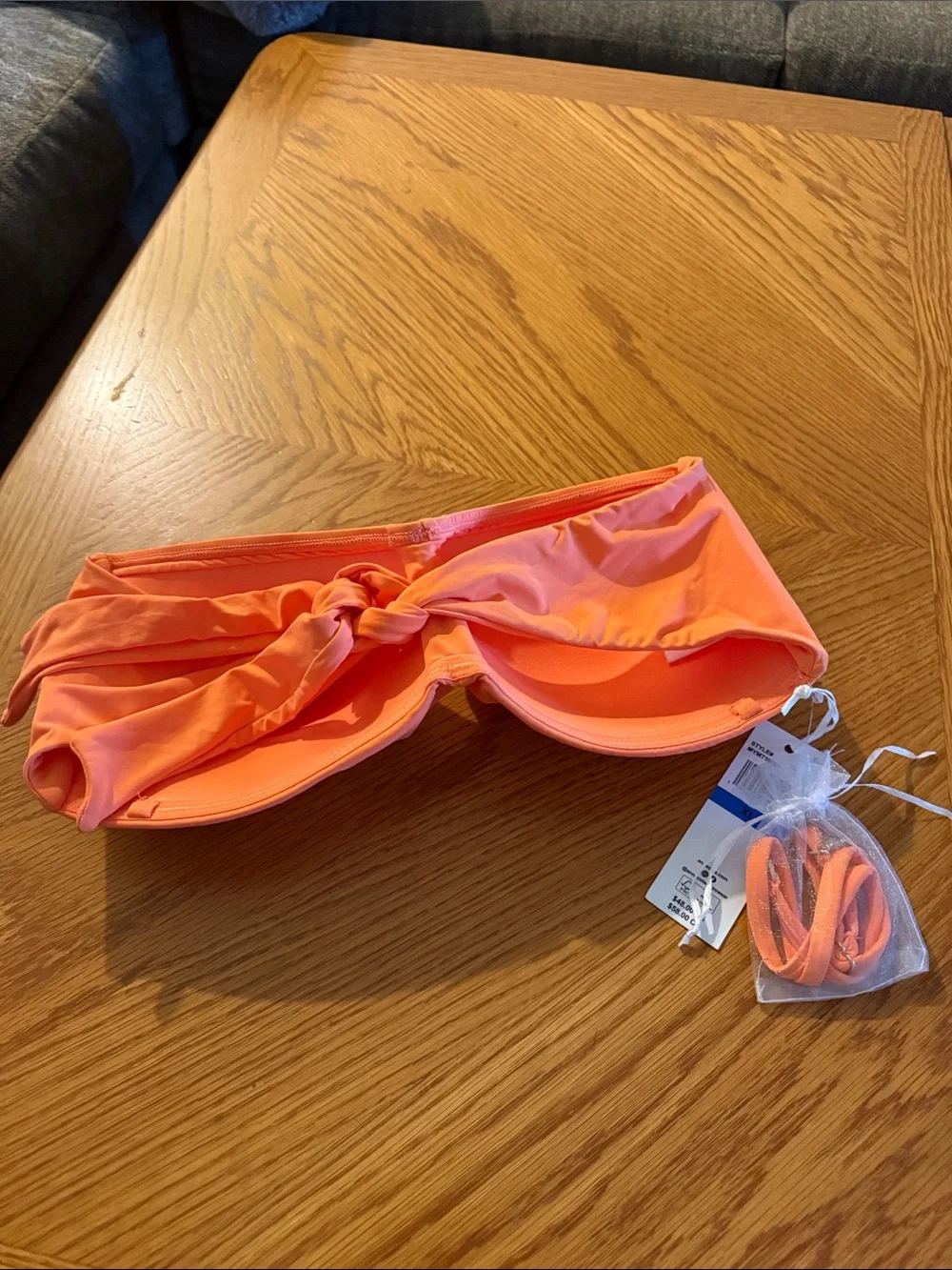 Anne Cole Coral Orange Bikini Top - Picture 3 of 3